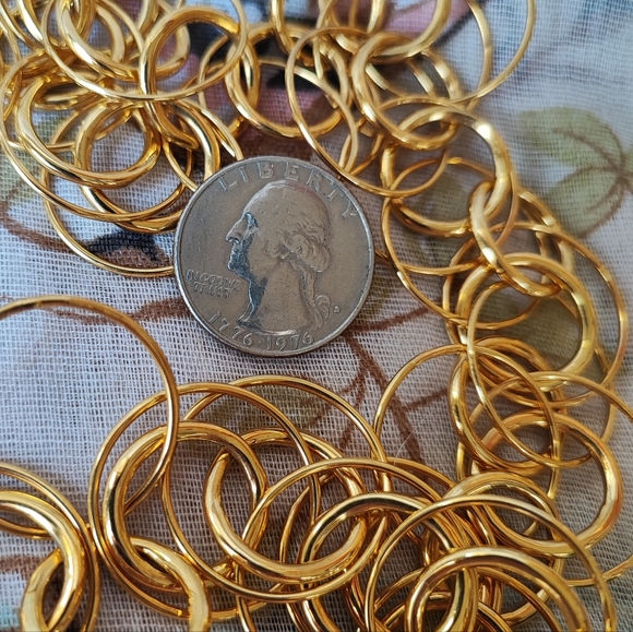 Joan Rivers Gold Tone Double Circles LING Chain Necklace NWOT Layering Signed - Picture 8 of 8